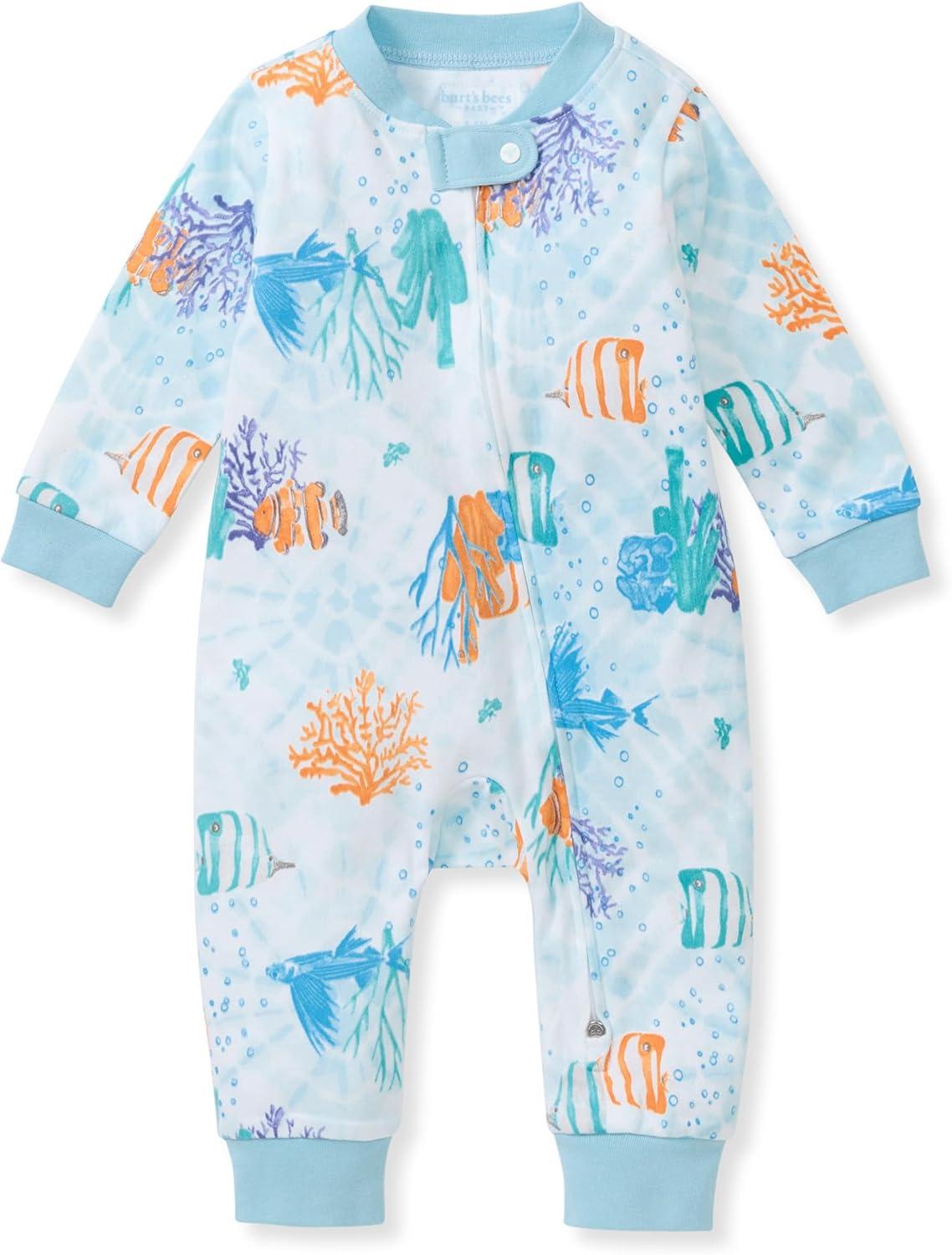 imageBurts Bees Baby Boys Sleep and Play PJs 100 Organic Cotton OnePiece Zip Front Romper Jumpsuit PajamasUnder the Sea
