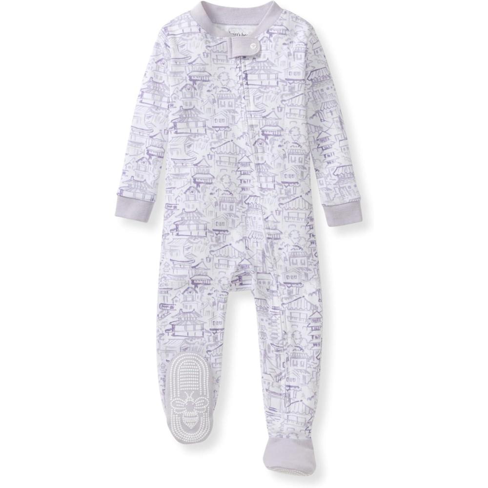 imageBurts Bees Baby Baby Girls Sleeper Pajamas 100 Organic Cotton Onepiece PJs Diagonal Zip Up Jumpsuit Snug Fit FootieKyoto