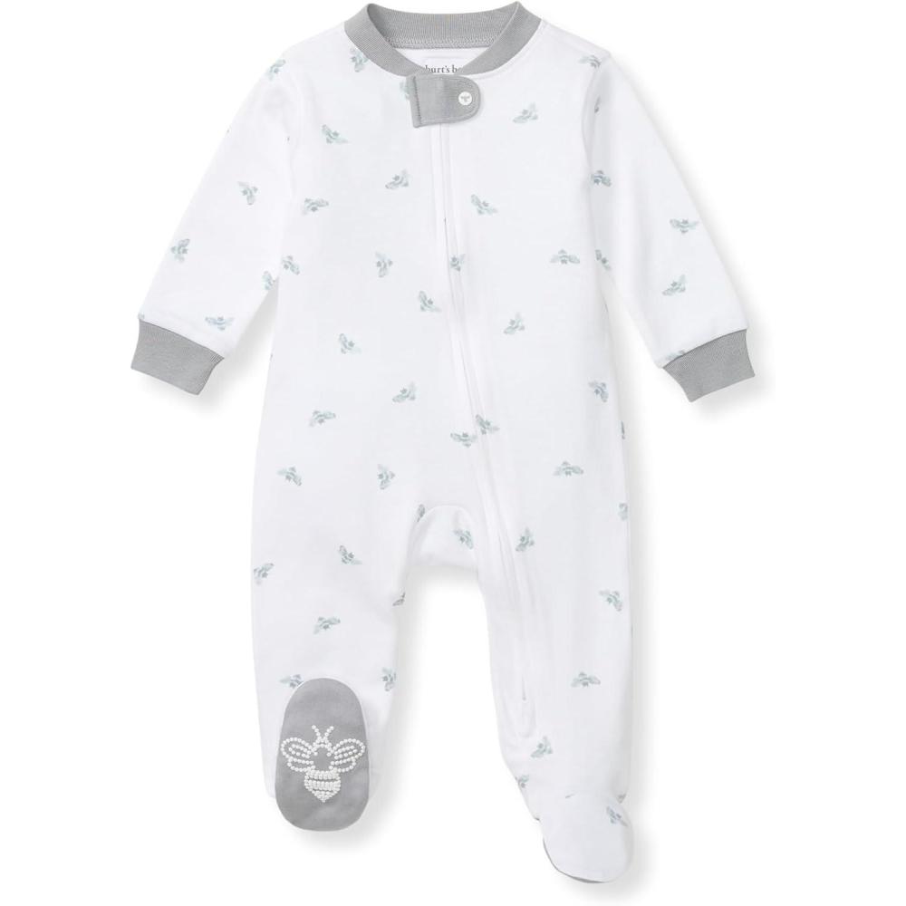 imageBurts Bees Baby Boys Sleep and Play PJs 100 Organic Cotton OnePiece Zip Front Romper Jumpsuit PajamasBlue Golden Bee