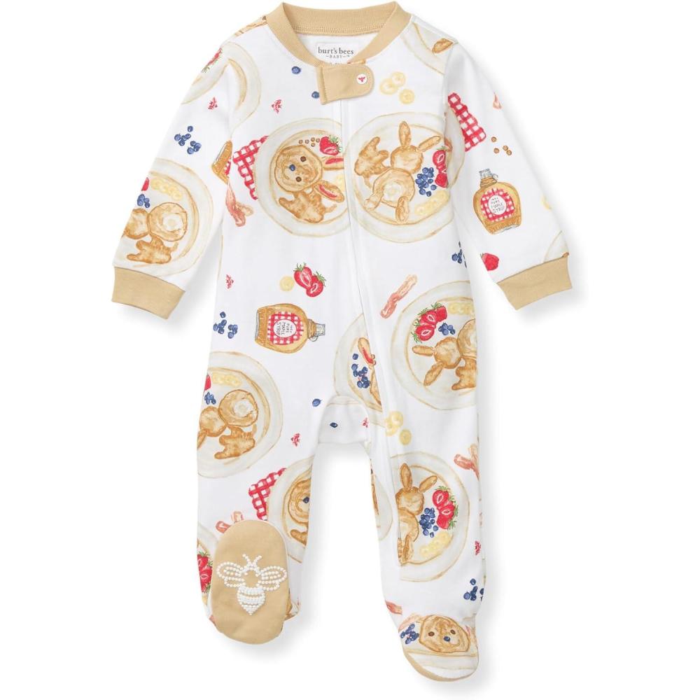 imageBurts Bees Baby Boys Sleep and Play PJs 100 Organic Cotton OnePiece Zip Front Romper Jumpsuit PajamasEaster Breakfast