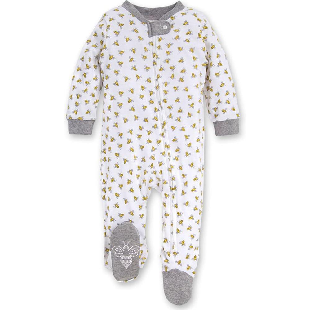 imageBurts Bees Baby Boys Sleep and Play PJs 100 Organic Cotton OnePiece Zip Front Romper Jumpsuit PajamasHoney Bee