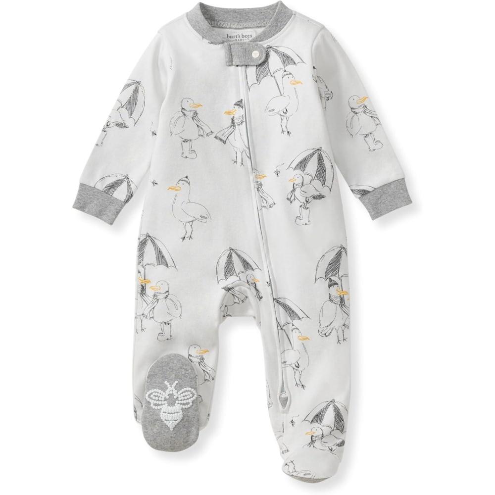 imageBurts Bees Baby Boys Sleep and Play PJs 100 Organic Cotton OnePiece Zip Front Romper Jumpsuit PajamasSilly Seagulls