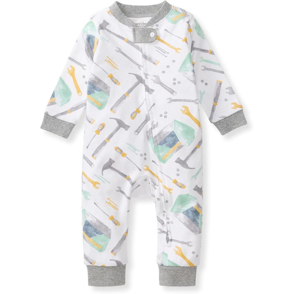 imageBurts Bees Baby Boys Sleep and Play PJs 100 Organic Cotton OnePiece Zip Front Romper Jumpsuit PajamasTool Box