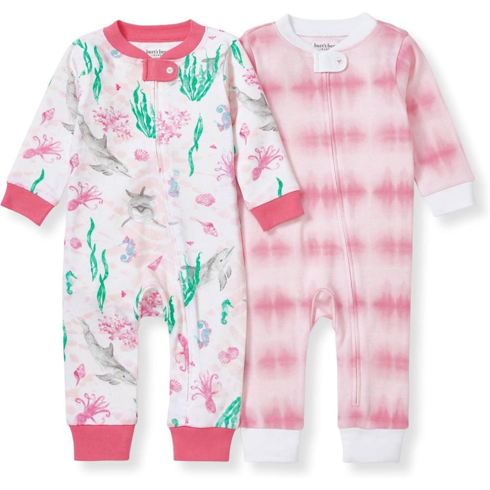 imageBurts Bees Baby Boys Sleep and Play PJs 100 Organic Cotton OnePiece Zip Front Romper Jumpsuit PajamasUnder the Sea