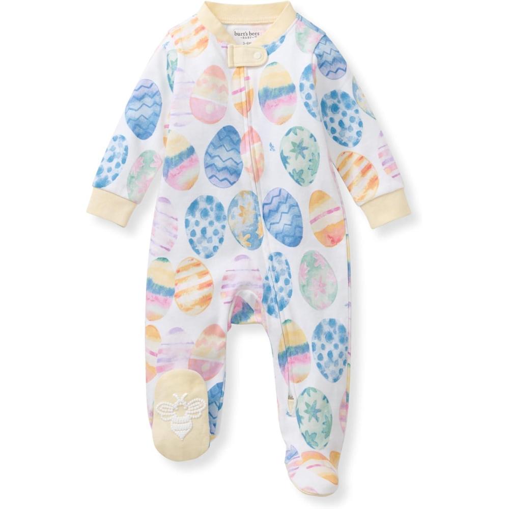 imageBurts Bees Baby Girls Organic Cotton Sleep and Play Footed PajamasEaster Eggs