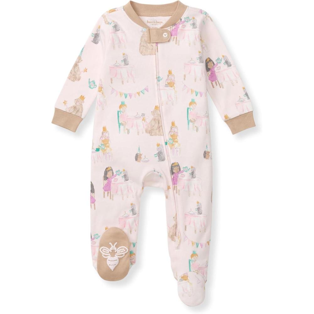 imageBurts Bees Baby Girls Organic Cotton Sleep and Play Footed PajamasTea Time