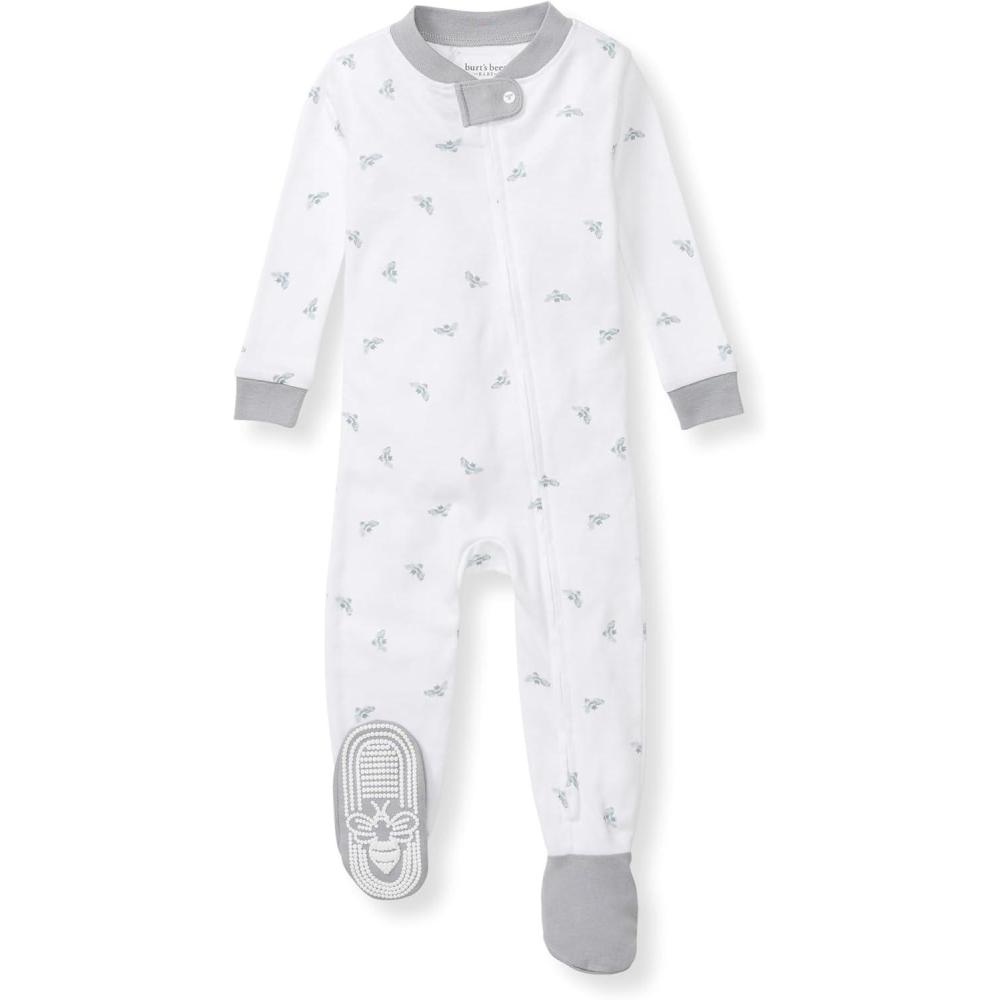 imageBurts Bees Baby babyboys Sleeper Pjs 100 Organic Cotton Onepiece Footie Zip Up Jumpsuit Snug Fit PajamasBlue Golden Bee