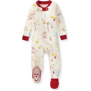 Burt’s Bees Baby Baby Girls Sleeper Pajamas, 100% Organic Cotton, One-piece PJs, Diagonal Zip Up Jumpsuit, Snug Fit Footie(12 Days of Christmas)