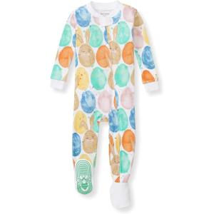 Burt’s Bees Baby Baby Girls Sleeper Pajamas, 100% Organic Cotton, One-piece PJs, Diagonal Zip Up Jumpsuit, Snug Fit Footie(Easter Friends)