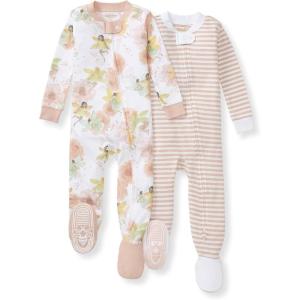 Burt’s Bees Baby Baby Girls Sleeper Pajamas, 100% Organic Cotton, One-piece PJs, Diagonal Zip Up Jumpsuit, Snug Fit Footie(Fairy Floral)