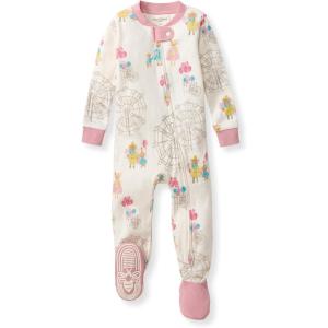 Burt’s Bees Baby Baby Girls Sleeper Pajamas, 100% Organic Cotton, One-piece PJs, Diagonal Zip Up Jumpsuit, Snug Fit Footie(Fall Carnival)
