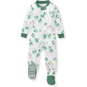 Burt’s Bees Baby Baby Girls Sleeper Pajamas, 100% Organic Cotton, One-piece PJs, Diagonal Zip Up Jumpsuit, Snug Fit Footie(Happy Go Lucky)