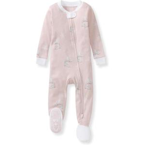 Burt’s Bees Baby Baby Girls Sleeper Pajamas, 100% Organic Cotton, One-piece PJs, Diagonal Zip Up Jumpsuit, Snug Fit Footie(Ice Skates)
