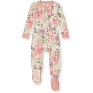 Burt’s Bees Baby Baby Girls Sleeper Pajamas, 100% Organic Cotton, One-piece PJs, Diagonal Zip Up Jumpsuit, Snug Fit Footie(Mountain Floral)