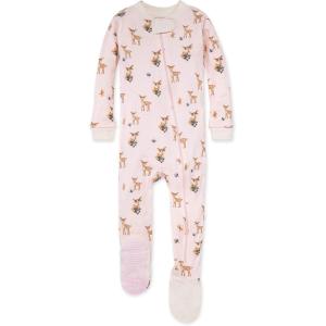 Burt’s Bees Baby Baby Girls Sleeper Pajamas, 100% Organic Cotton, One-piece PJs, Diagonal Zip Up Jumpsuit, Snug Fit Footie(Oh Deer)