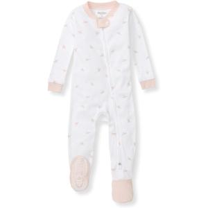 Burt’s Bees Baby Baby Girls Sleeper Pajamas, 100% Organic Cotton, One-piece PJs, Diagonal Zip Up Jumpsuit, Snug Fit Footie(Pink Golden Bee)