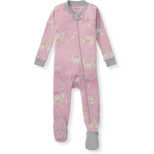 Burt’s Bees Baby Baby Girls Sleeper Pajamas, 100% Organic Cotton, One-piece PJs, Diagonal Zip Up Jumpsuit, Snug Fit Footie(Polar Mountain Pink)