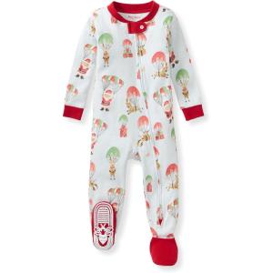 Burt’s Bees Baby Baby Girls Sleeper Pajamas, 100% Organic Cotton, One-piece PJs, Diagonal Zip Up Jumpsuit, Snug Fit Footie(Santa in the Sky)