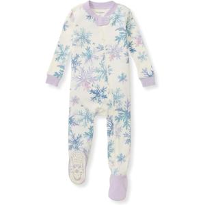 Burt’s Bees Baby Baby Girls Sleeper Pajamas, 100% Organic Cotton, One-piece PJs, Diagonal Zip Up Jumpsuit, Snug Fit Footie(Snowflake Flurries)