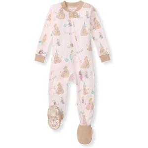 Burt’s Bees Baby Baby Girls Sleeper Pajamas, 100% Organic Cotton, One-piece PJs, Diagonal Zip Up Jumpsuit, Snug Fit Footie(Tea Time)