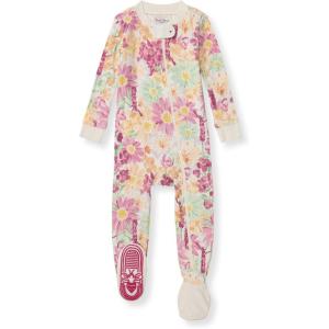 Burt’s Bees Baby Baby Girls Sleeper Pajamas, 100% Organic Cotton, One-piece PJs, Diagonal Zip Up Jumpsuit, Snug Fit Footie(Wild Floral)