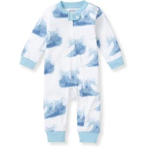 Burt’s Bees Baby Boys Sleep and Play PJs, 100% Organic Cotton One-Piece Zip Front Romper Jumpsuit Pajamas(Big Waves)