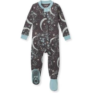 Burt’s Bees Baby Boys Sleep and Play PJs, 100% Organic Cotton One-Piece Zip Front Romper Jumpsuit Pajamas(Celestial Moon)