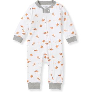 Burt’s Bees Baby Boys Sleep and Play PJs, 100% Organic Cotton One-Piece Zip Front Romper Jumpsuit Pajamas(Clown Fish)