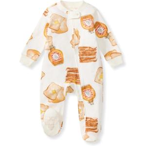 Burt’s Bees Baby Boys Sleep and Play PJs, 100% Organic Cotton One-Piece Zip Front Romper Jumpsuit Pajamas(French Toast)