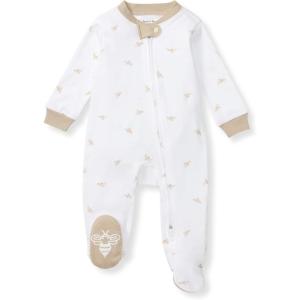 Burt’s Bees Baby Boys Sleep and Play PJs, 100% Organic Cotton One-Piece Zip Front Romper Jumpsuit Pajamas(Golden Bee)