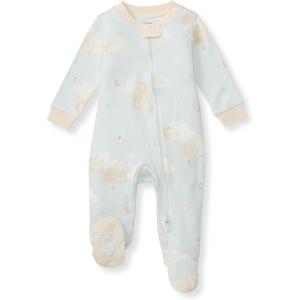 Burt’s Bees Baby Boys Sleep and Play PJs, 100% Organic Cotton One-Piece Zip Front Romper Jumpsuit Pajamas(Good Night Sky Blue)