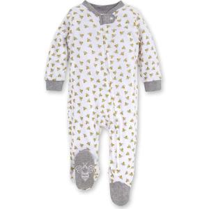 Burt’s Bees Baby Boys Sleep and Play PJs, 100% Organic Cotton One-Piece Zip Front Romper Jumpsuit Pajamas(Honey Bee)