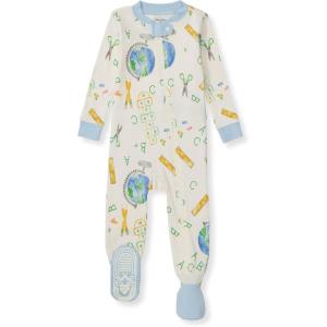 Burt’s Bees Baby Boys Sleep and Play PJs, 100% Organic Cotton One-Piece Zip Front Romper Jumpsuit Pajamas(Learn the Globe)