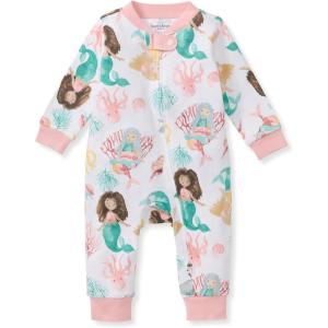 Burt’s Bees Baby Boys Sleep and Play PJs, 100% Organic Cotton One-Piece Zip Front Romper Jumpsuit Pajamas(Magical Mermaids)