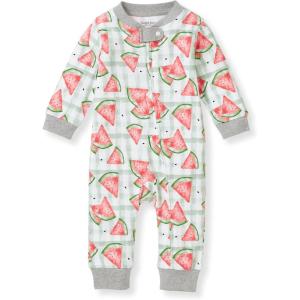Burt’s Bees Baby Boys Sleep and Play PJs, 100% Organic Cotton One-Piece Zip Front Romper Jumpsuit Pajamas(Mini Watermelon Check)