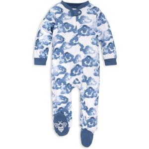 Burt’s Bees Baby Boys Sleep and Play PJs, 100% Organic Cotton One-Piece Zip Front Romper Jumpsuit Pajamas(Moonlight Clouds)