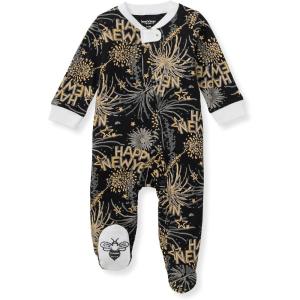 Burt’s Bees Baby Boys Sleep and Play PJs, 100% Organic Cotton One-Piece Zip Front Romper Jumpsuit Pajamas(New Year Cheer!)