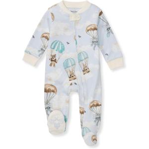 Burt’s Bees Baby Boys Sleep and Play PJs, 100% Organic Cotton One-Piece Zip Front Romper Jumpsuit Pajamas(Parachute Pals Blue)