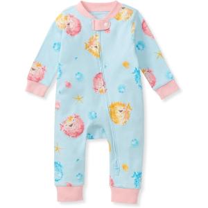 Burt’s Bees Baby Boys Sleep and Play PJs, 100% Organic Cotton One-Piece Zip Front Romper Jumpsuit Pajamas(Puffer Fish)