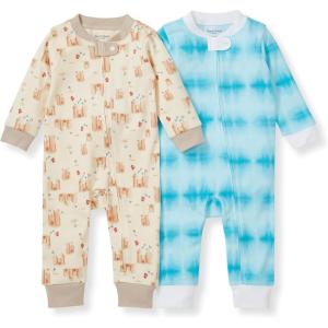 Burt’s Bees Baby Boys Sleep and Play PJs, 100% Organic Cotton One-Piece Zip Front Romper Jumpsuit Pajamas(Sandy Castles)