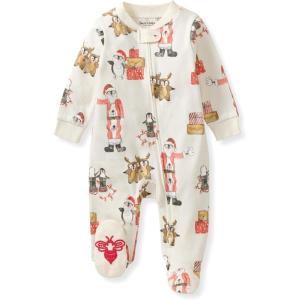 Burt’s Bees Baby Boys Sleep and Play PJs, 100% Organic Cotton One-Piece Zip Front Romper Jumpsuit Pajamas(Santa’s Little Helper)