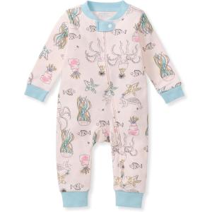 Burt’s Bees Baby Boys Sleep and Play PJs, 100% Organic Cotton One-Piece Zip Front Romper Jumpsuit Pajamas(Sea-lebration)