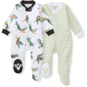 Burt’s Bees Baby Boys Sleep and Play PJs, 100% Organic Cotton One-Piece Zip Front Romper Jumpsuit Pajamas(Toucan)
