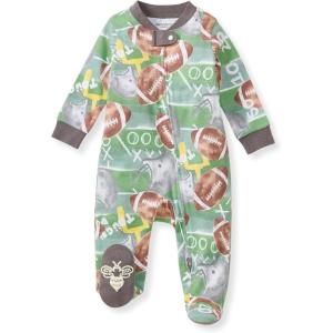 Burt’s Bees Baby Boys Sleep and Play PJs, 100% Organic Cotton One-Piece Zip Front Romper Jumpsuit Pajamas(Touchdown)