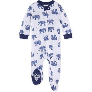 Burt’s Bees Baby Boys Sleep and Play PJs, 100% Organic Cotton One-Piece Zip Front Romper Jumpsuit Pajamas(Wandering Elephants)