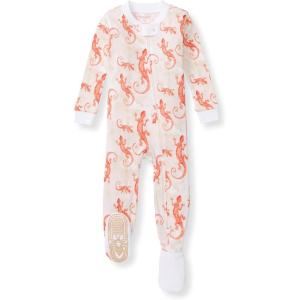 Burt’s Bees Baby Boys Sleep and Play PJs, 100% Organic Cotton One-Piece Zip Front Romper Jumpsuit Pajamas(Watercolor Gecko)