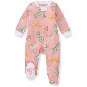 Burt’s Bees Baby Girls’ Organic Cotton Sleep and Play Footed Pajamas(Desert Moths)