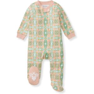 Burt’s Bees Baby Girls’ Organic Cotton Sleep and Play Footed Pajamas(Floral Tile)