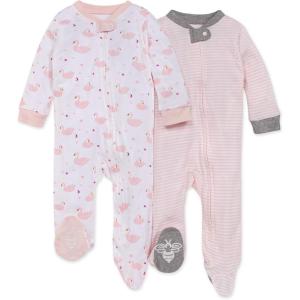 Burt’s Bees Baby Girls’ Organic Cotton Sleep and Play Footed Pajamas(Graceful Swans)