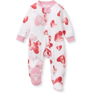 Burt’s Bees Baby Girls’ Organic Cotton Sleep and Play Footed Pajamas(I Heart You)